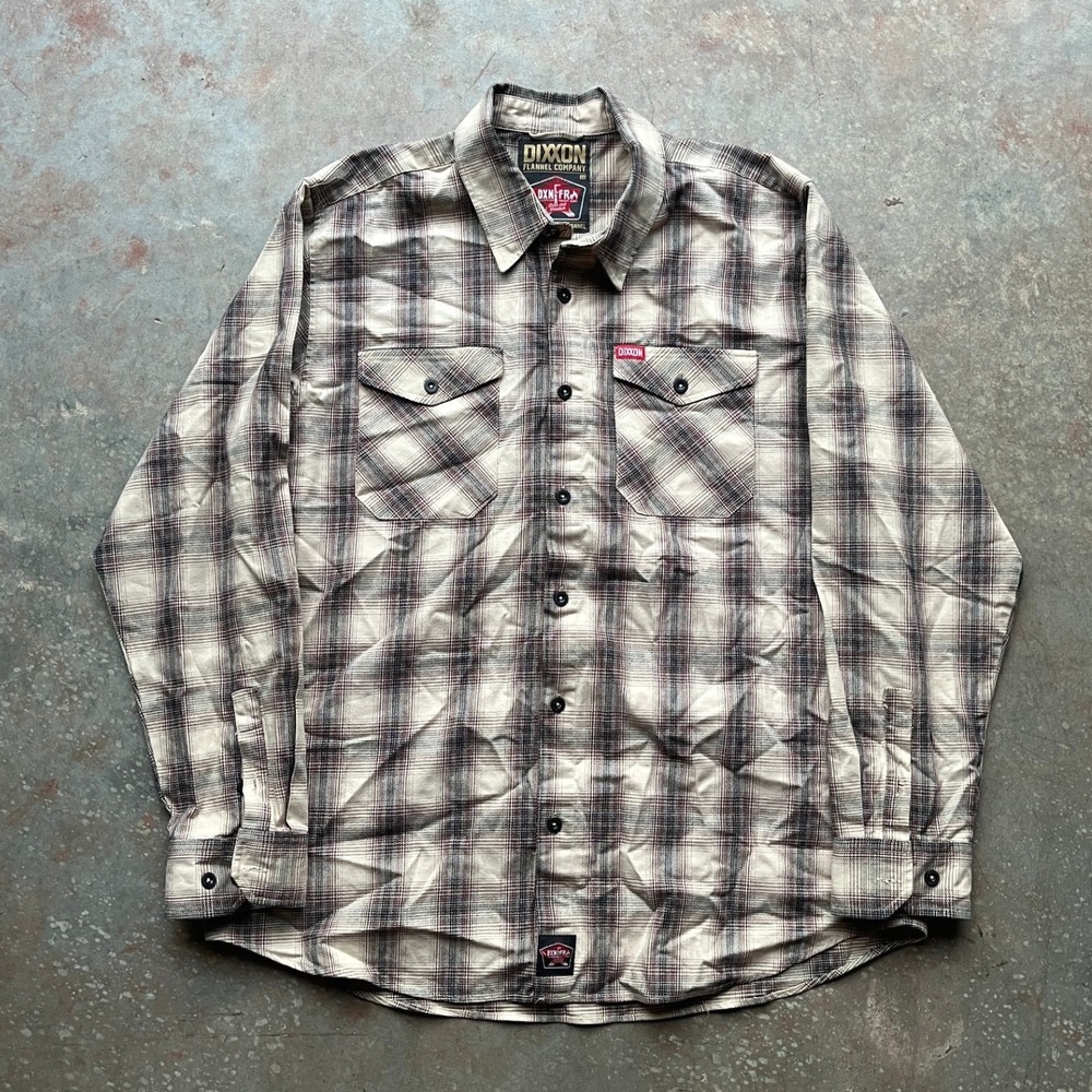 DIXON‎ Mens Journeyman FR Flannel Shirt Tan Plaid Workwear Size 2X